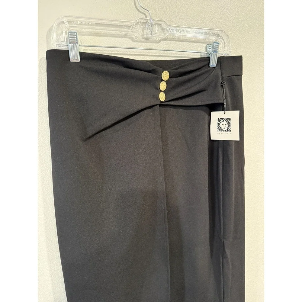 Anne klein Pencil & Straight Midi Skirt Women Medium Black Two Button Modern Fit